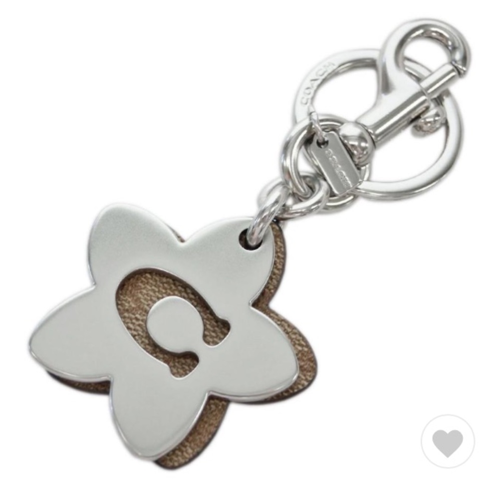 COACH Wildflower Signature Canvas Bag Charm Key FOB C4316 Khaki